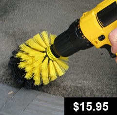 drill powered scrubbing rotary drill attachment brush